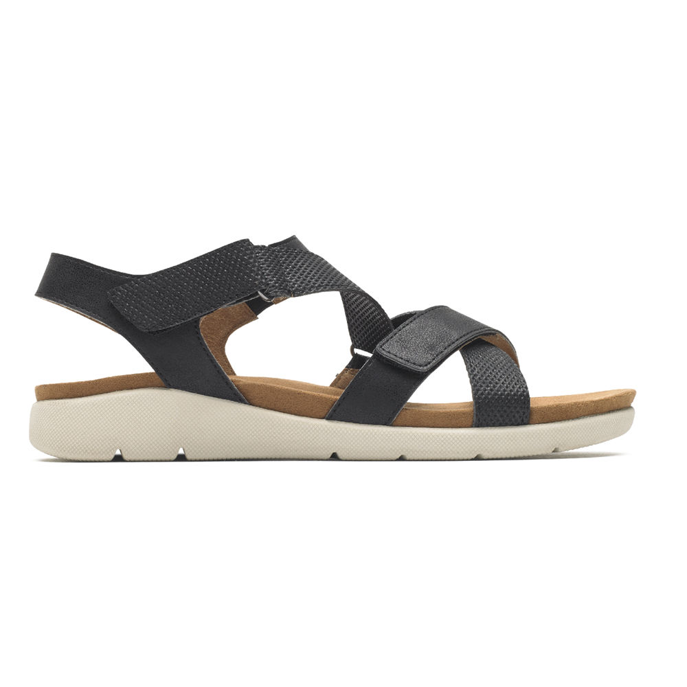 Rockport Singapore Womens Sandals - Eileen X-Strap Black - JP0621798